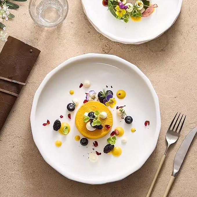 SONGCHAO Party Supplies Dish Plate, Western Food Plate, European Creative Tableware, Dinner Plate, Ceramic Stone Pattern Deep Plate, Household Deepened Soup Plate Party Plates (Size : Small)