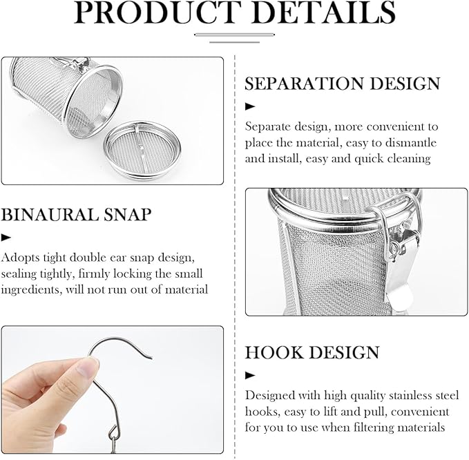 Stainless Steel Mesh Filter, Tea Strainers, Soup Seasoning Separation Basket, Tea and Spice Ball for Cooking Soup (Small)
