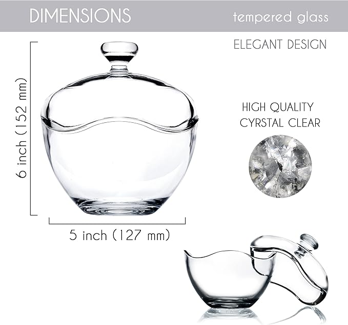 Volarium Glass Candy Jars for Candy Buffet with Lid, Cookie Jar, Apothecary Jar, Food Storage Container, 13 1/2 oz