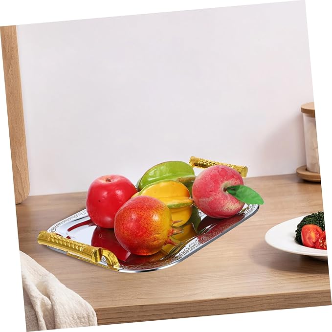 ABOOFAN Rectangular Serving Tray Handles Fruit Tray Platter Candy Organizer Delicate Fruit Plate for Party
