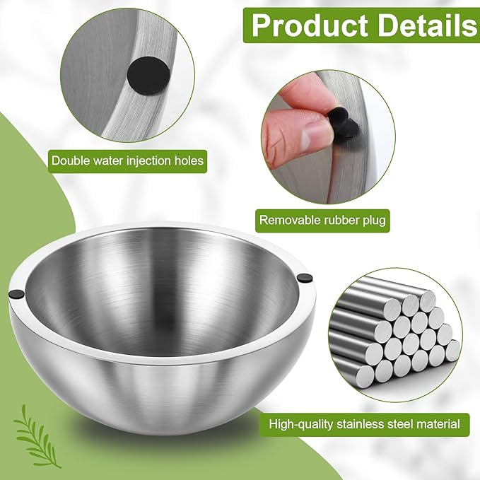 Dip Bowl,Large 70 oz Heat Insulated Stainless Steel Bowls Ideal for Guacamole Salsa,Double Walled Insulated Cold or Hot Serving Bowl for Parties outdoor