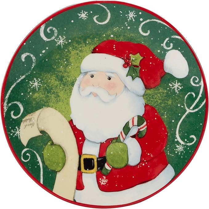 Certified International Holiday Magic Santa 6" Canape/Luncheon/Snack Plates, Set of 4