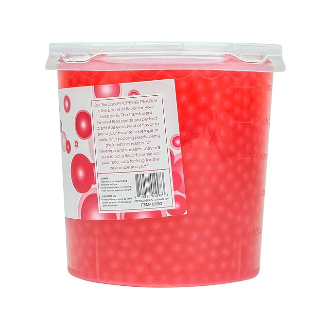 Tea Zone [7 Pounds] Strawberry Popping Pearls for Boba Tea Beverages, Sweets, Ice Cream Topping | B2053