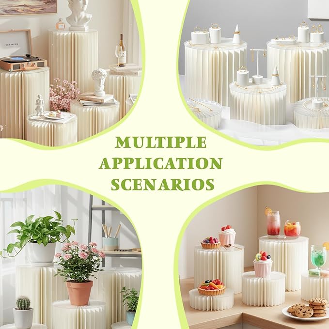 4 Pack Buffet Risers, Foldable Food Display Stands for Buffet Table, Acrylic Risers Display Stands, Dessert Table Display Set Cake Stands Tall Cylinder Stands for Party Wedding Birthday Decor