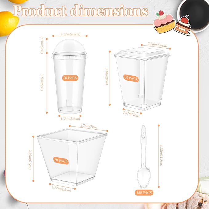 tchrules 450 Packs Dessert Cups with Lids, 5oz Mini Clear Plastic Dessert Cup Parfait Appetizer Cups for Serving Fruit Trifle Mousse Ice Cream and Pudding (450)