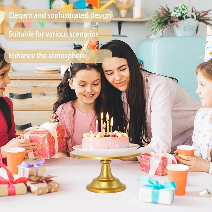 3 Set Gold Cake Stand，Display Plate Dessert Cupcake Pastry Candy for Party，Elegant Round Cylinder Columns tables for Weddings Cake Stands，Birthday Party