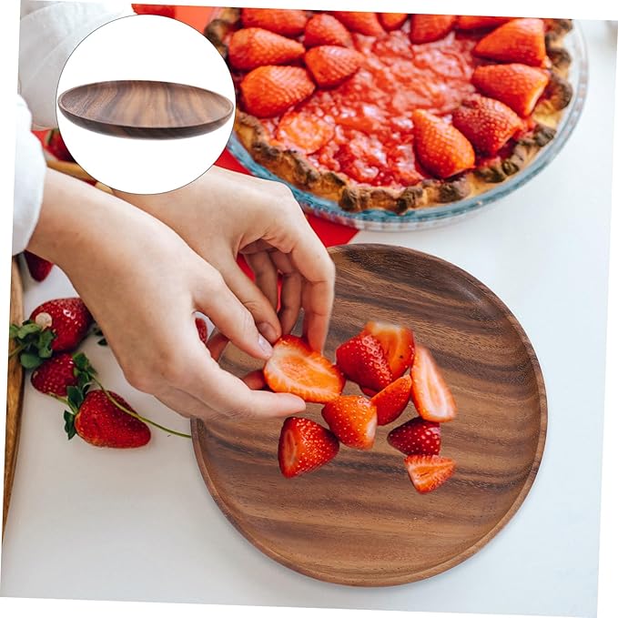 Cabilock Round Cake Tray Serving Platter Craftsmanship Dessert Dish for Tableware Storage Natural Wood Design for Snacks and Dishes