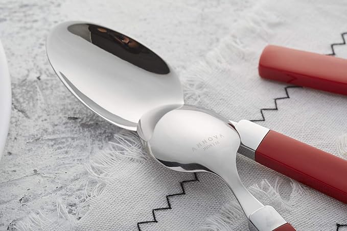 ANNOVA Silverware Set Stainless Steel Colorful Tableware Kitchen Flatware Set Utensils, Includes Dinner Knives, Forks, Spoons, Salad Forks & Dessert Spoons (Red, 20 Pieces)