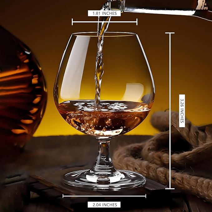 Whiskey Glasses Set of 6, Bourbon Glass, Old Fashioned Glasses, 11.5 Oz Short Stem Wine Glass for Spirits, Vodka, Scotch,Cognac, Brandy, Cocktails (Set of 6)