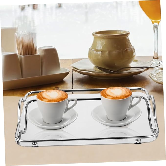 GANAZONO Stainless Steel Serving Tray Handles Rectangular Trays for Bar Restaurant