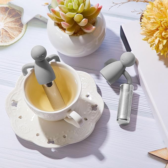 Hicarer 1 Piece Tea Infuser for Loose Tea Cute Fine Mesh Strainer Stainless Steel Filter Ball Diffuser Steeper for Teacups Teapots (Gray)
