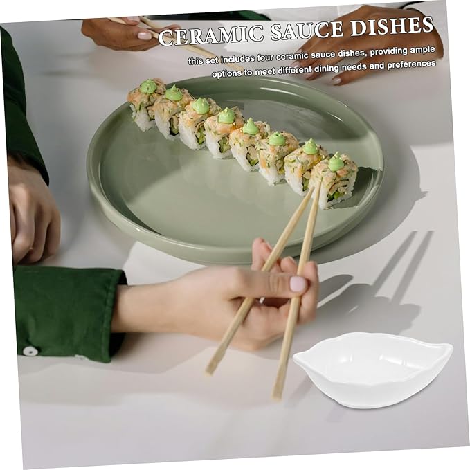 Square Ceramic Dipping Bowls Set of 4 Multi-Purpose Soy Sauce Appetizer Plates for Sushi Ketchup Olive Oil and Seasoning