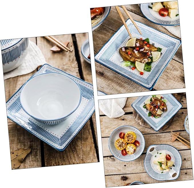 Healthful Ceramic Plate 6.8in Dessert Serving Plate for Sushi Salad Steak Pasta Restaurant Home