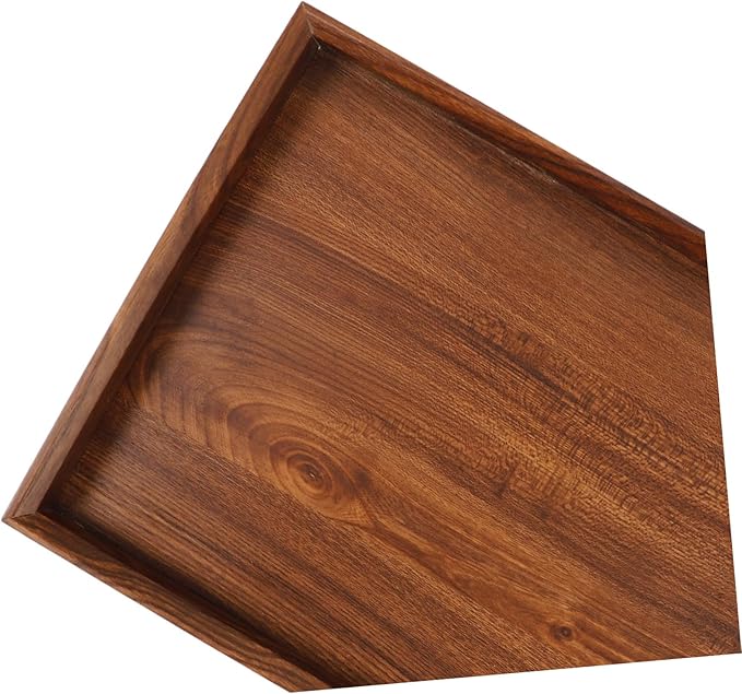 Mobestech Wooden Serving Tray Lid Black Serving Platter Rectangle Tea Tray for Snacks and Foods