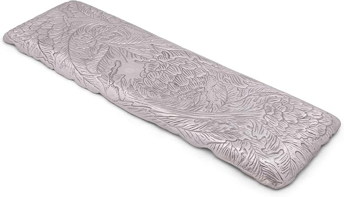 Arthur Court Horse Artichoke Metal Serving Tray for Serving Food, Snacks, Desserts Platter Cheese Platter - Silver Artichoke Style 19.25 inch x 6 inch
