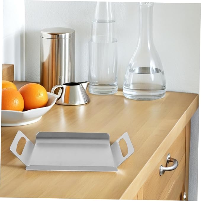 Garneck Korean Style Stainless Steel Bread Tray Silver Multi-Purpose Platter Snack Dishes Cake Tray Portable Serving Platter