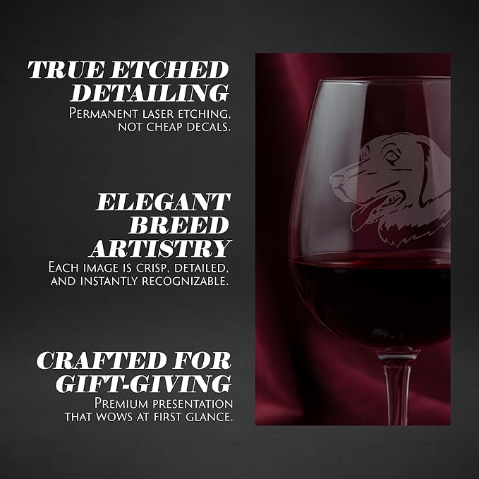 Etched Laser Art Personalized Dog Themed Etched Wine Glass - Custom Dog Breed Wine Glasses, Ideal for Pet Lovers, Unique Birthday Gift for Men & Women, Personalized Gift - Stabyhoun (Stabij), 12.75 oz