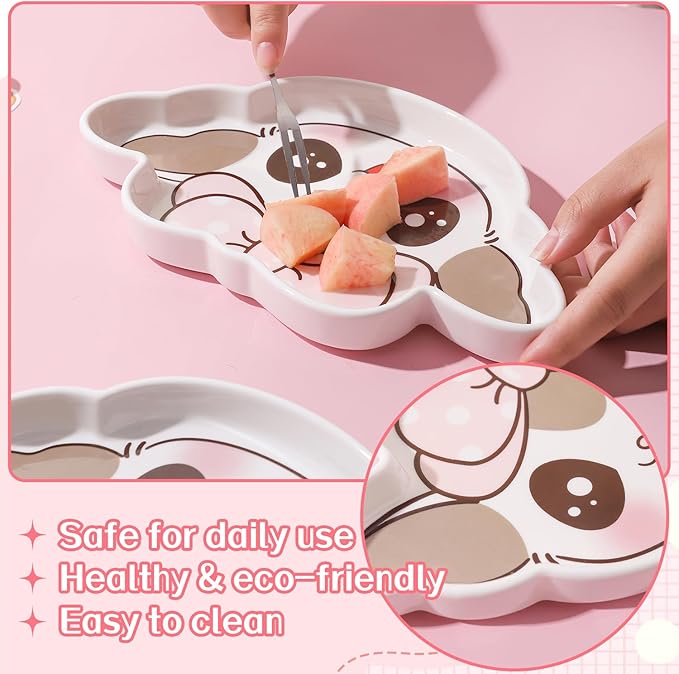 Ceramic Plate Ceramic Dish for Appetizer Snacks Sauce Assorted Color Microwave and Dishwasher Safe (Smile)