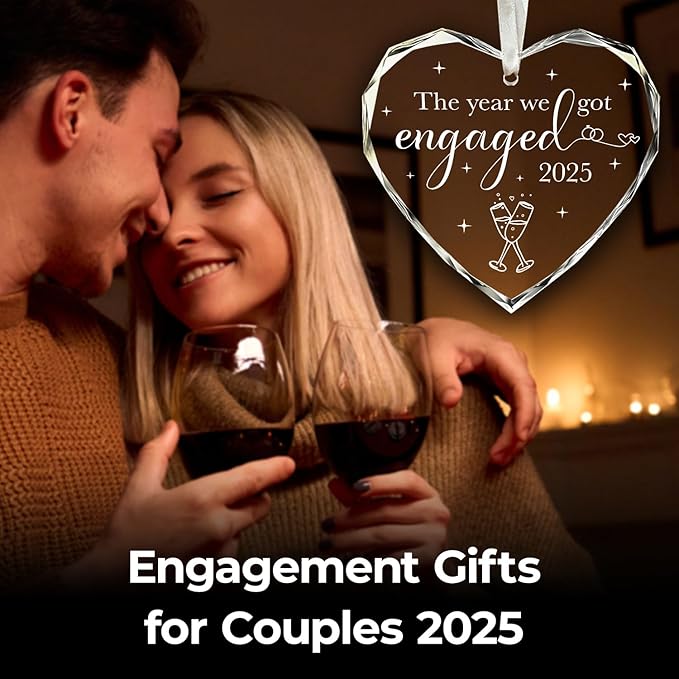 NewEleven Engagement Gifts for Couples 2025 - First Christmas Engaged Gifts for Her - Engagement Gift for Newly Engaged Couples, Her, Women, Friends, Bride to Be Gift, Glass Christmas Ornaments