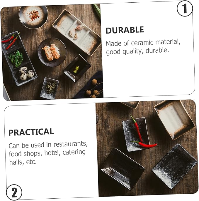 Ciieeo 3pcs Japanese Style Ceramic Seasoning Plates Dipping Dishes for Sauces Condiments Appetizers Unique Design for Home Kitchen Bbq Parties