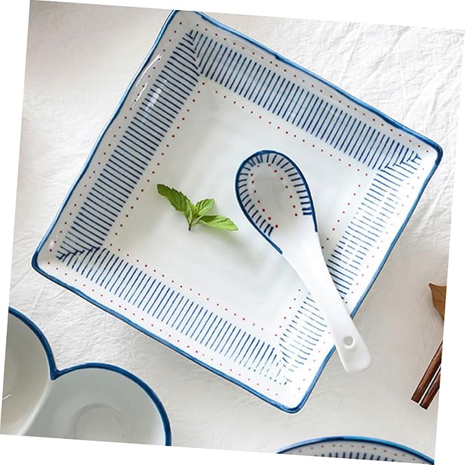 Healthful Ceramic Plate 6.8in Dessert Serving Plate for Sushi Salad Steak Pasta Restaurant Home