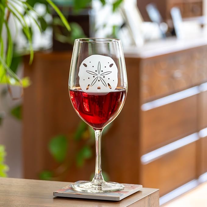 Rolf Glass Sand Dollar All Purpose Wine Glass 18 Ounce - Set of 4 Large Wine Glasses – Lead-Free Glass - Engraved Large Wine Glasses - Made in the USA
