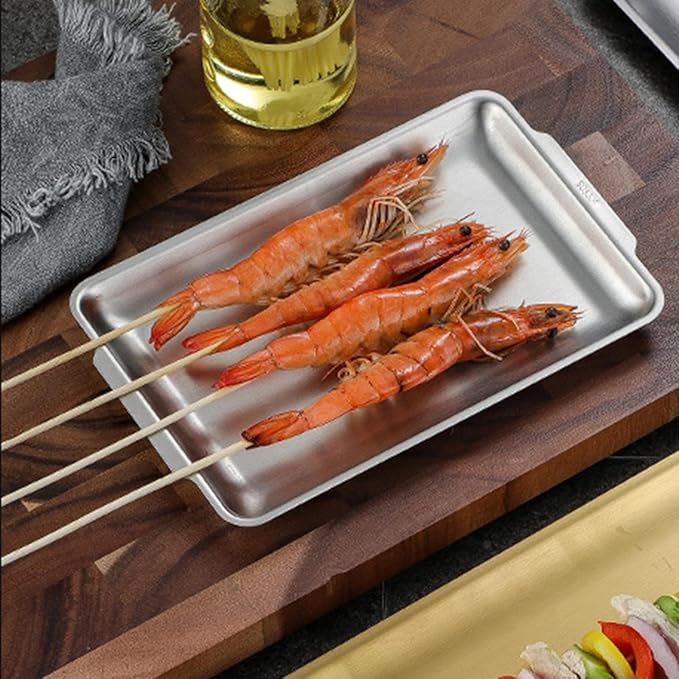 Metal Serving Tray for Food, Rectangle Organizer for Dining and Gatherings, 22cmx14cm
