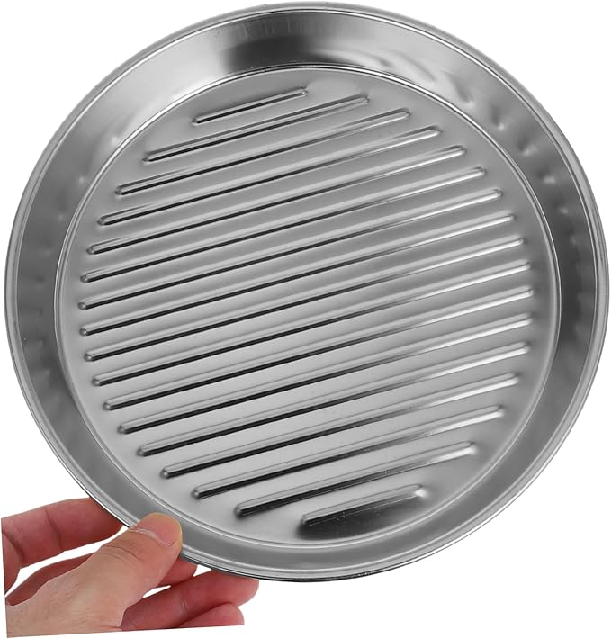 Mobestech Stainless Steel Round Serving Tray Seafood Platter for Bbq and Snacks Elegant Silver Cooking Utensil for Home Parties and Outdoor Cooking Easy to Clean and Stackable
