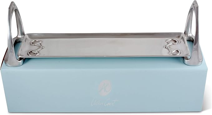 Arthur Court Horse Stirrup Metal Serving Tray for Serving Food, Snacks, Desserts Stackable Platter to Form Tier Cheese Stand - Silver Equestrian Style 4.5 inch x 17.5 inch