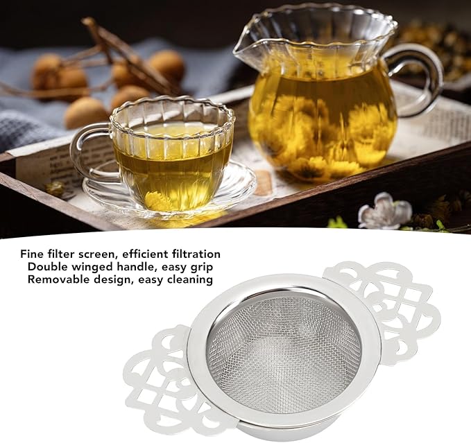 Tea Fine Mesh Filter, Loose Tea Infuser Basket Stainless Steel Tea Strainer Tea Filter Insulated Base Tea Strainer Bowl Tea Steeper Basket Filter for Brewing Filter Tea Leaves