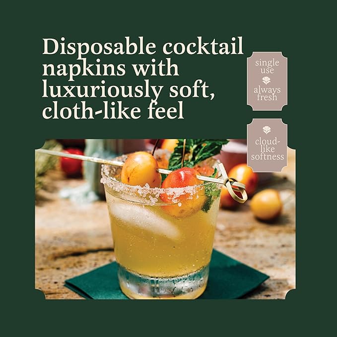 Linen-Feel Colored Cocktail Napkins - Decortive Cloth-Like BEIGE Dessert And Beverage Napkins - Soft And Absorbent. For Restaurant, Bar, Cafe, Or Event. (Pack of 200)