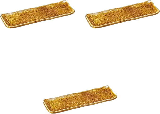 Setomonohonpo Set of 3, Yellow Sea Serving Plates, 9.1 x 3.0 x 0.6 inches (23 x 7.7 x 1.5 cm) | Appetizer Plate, Reinforced Porcelain
