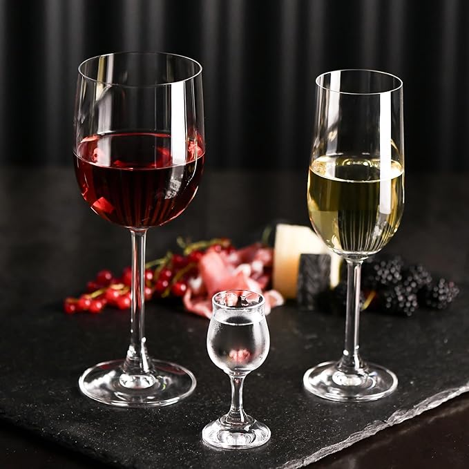Krosno White & Red Wine Glasses GEMA | Set of 6 | 11.5 oz | For Home, Restaurant and Parties | Dishwasher Safe | Lead-Free Crystal Glass