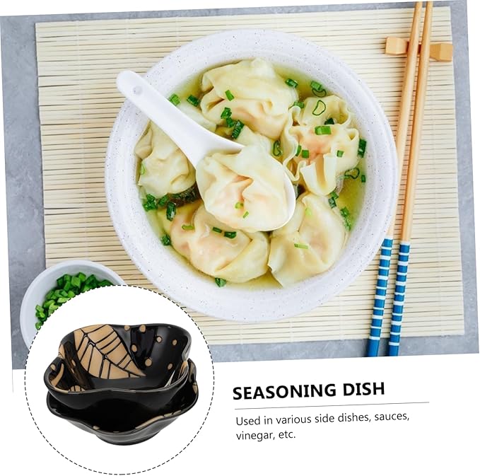 4Pcs Embossed Ceramic Appetizer Plates Sauce Dishes Lightweight Decorative Spice Holders for Home Use for Dipping and Serving Fruits