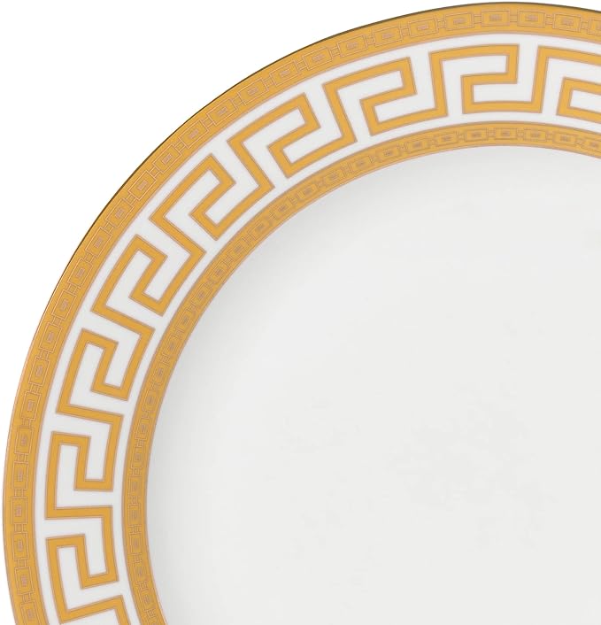 G1347-57G, 57-PCs Bone China Porcelain Dinnerware Set, Antique Greek Designed Tableware Set, Dining Table Setting for 8, Set of 57