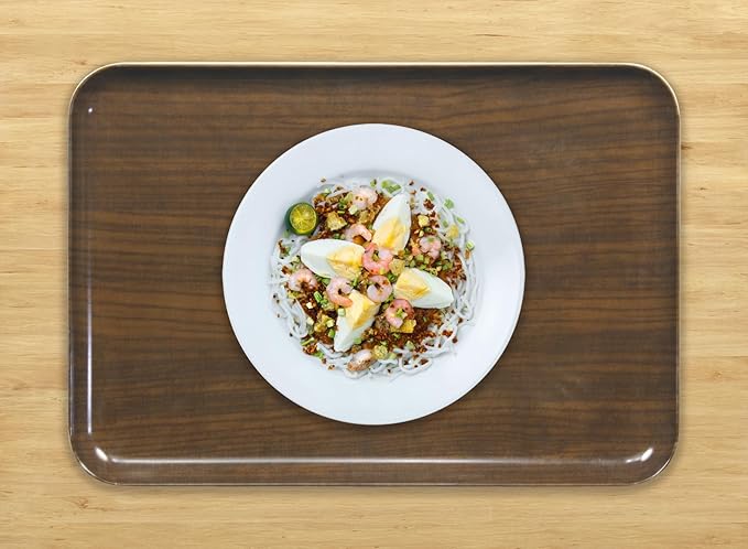 TATSU-Craft NR Non Slip Serving Tray with Faux Wood, Oak, Microwave Safe Plastic Tray, 13 x 9 Inches, Ideal for Cafeterias, Restaurants, Coffee Shops, Home, Fast Food, Snacks, Drinks, Office, More