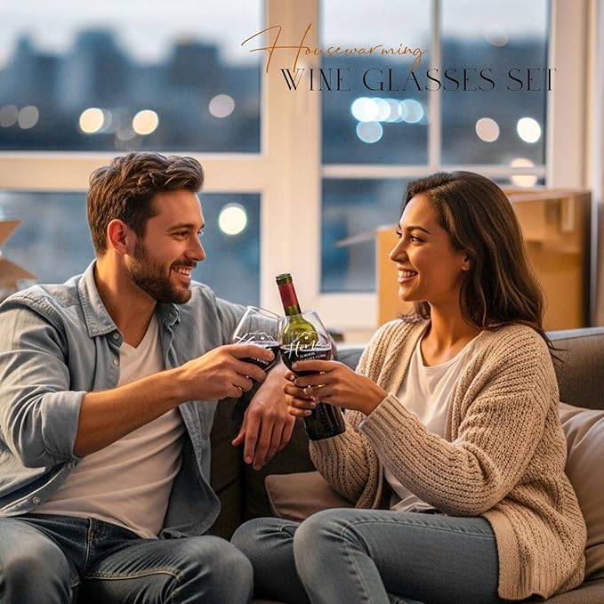 AW BRIDAL House Warming Gifts New Home Wine Glasses and Decanter Set, 2025 Closing Gifts for Home Buyers and Homeowner, New Apartment Gift Basket for Women Friend, First House Gift for Couple Newlywed