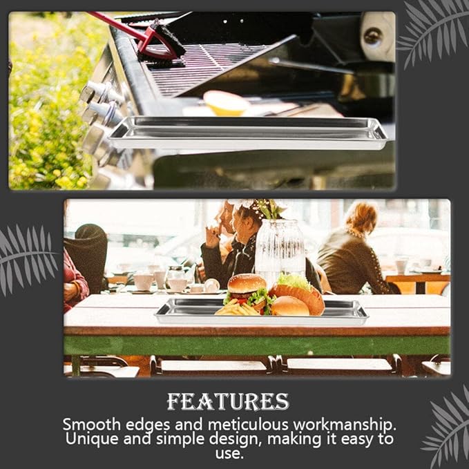 Sturdy Stainless Steel Plate Kitchen Supply Snack Food Plate Rectangular Chrome Tray