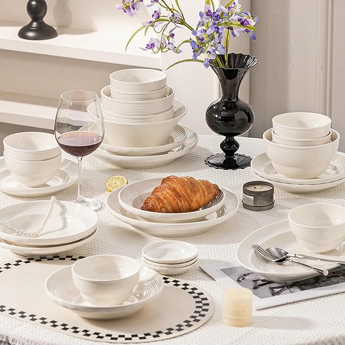 Nordic household simple and exquisite underglaze high-temperature resistant pure white ceramic tableware-28-piece for 4 people