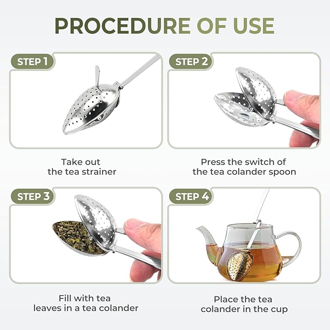 Stainless Steel Tea Diffuser,2025 New Tea Strainer Tea Infuser for Loose Leaf Tea,Creative Tea Spoon With Handle,Fine Holes Tea Interval Filter,Tea Holder Steeper for Tea Accessories (Gold A+Silver A)