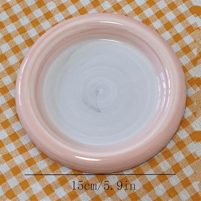 SONGCHAO Party Supplies Round Dinner Plate Cute Dessert Plate Ceramic Plate Home Dinner Salad Plate Color Breakfast Plate Plate Party Plates (Color : 002)