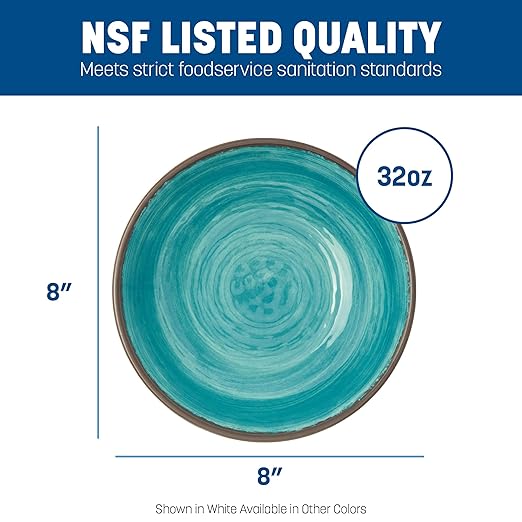 Carlisle FoodService Products Mingle Reusable Plastic Bowl Cereal Bowl with Pottery Style for Home and Restaurant, Melamine, 32 Ounces, Smoke, (Pack of 12)