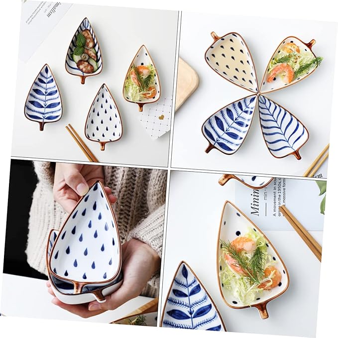 Zerodeko 3pcs Ceramic Seasoning Dish Sauce Dipping Dishes Material for Home Store Restaurant Random Style