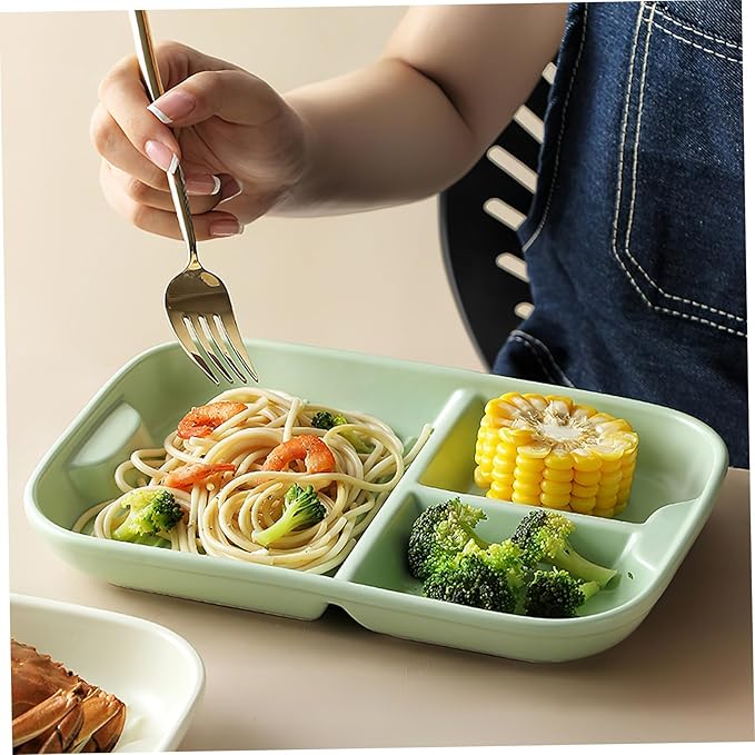Cabilock Ceramic Breakfast Plate Separated Dinnerware for Boys and Girls Adults Ration Food Microwave Safe Dishwasher Safe