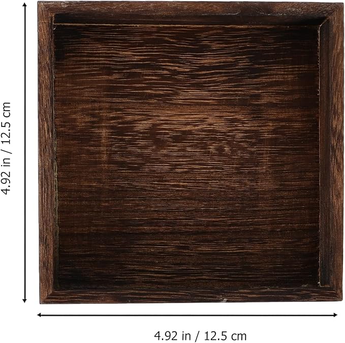 DOITOOL Wooden Jewelry Tray Set of Two Small Solid Wood Vanity Organizer Retro Jewelry Storage Holder for Desktop Decor