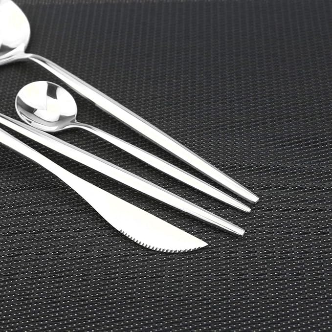 Gugrida 40-Piece Silverware Set 18/10 Stainless Steel Reusable Utensils Forks Spoons Knives Set, Mirror Polished Cutlery Flatware Set, Great for Family Gatherings & Daily Use (Service for 10, Silver)