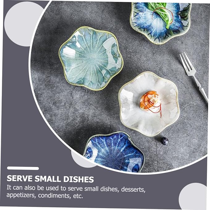 3pcs Ceramic Sauce Plates for Dipping and Appetizers Gradient Vintage and Original Rice for Condiments Parties and Entertaining