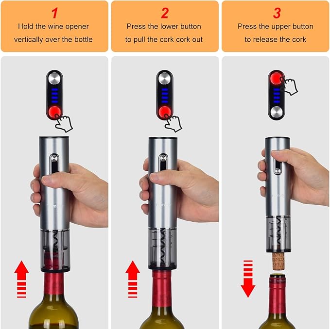 Electric Wine Opener With Base, Rechargeable Bottle Opener With 2-in-1 Aerator & Pourer, Foil Cutter, 2 Stoppers - Accessories Gifts for Wine Lovers