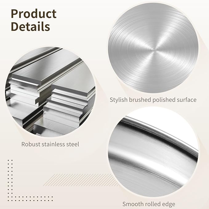 Decorative Round Serving Trays Set of 3, Stainless Steel Platters for Coffee Tables, Vanity & Jewelry Organization