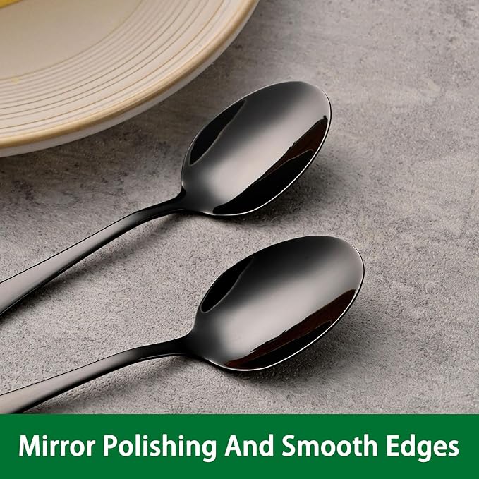 5.5 Inch Black Small Teaspoons,Set Of 8 Stainless Steel Coffee Spoons,Black Mini Spoons For Dessert,Cake,Durable Demitasse Spoon